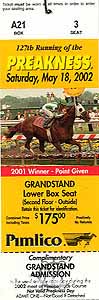 Preakness 2002 Ticket
